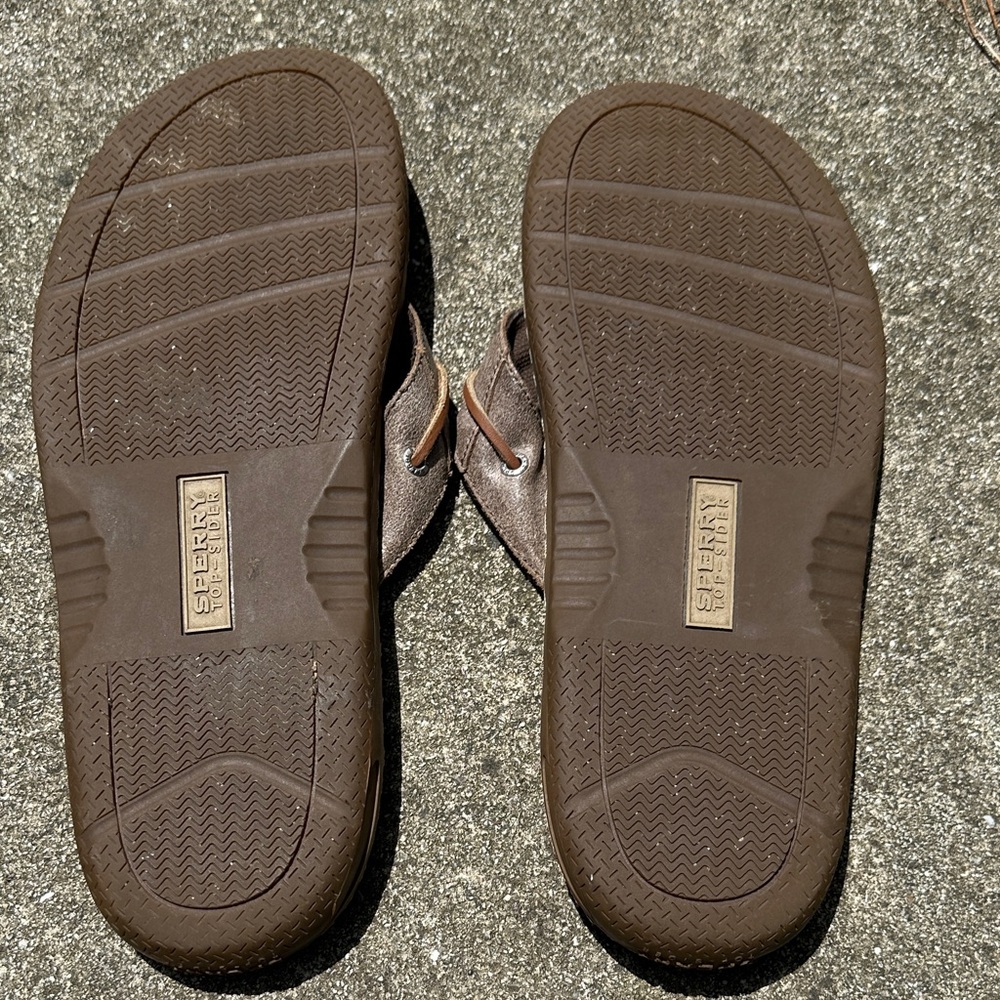 Sperry Men's FLIP FLOPS Tan and Brown •SIZE 14 - Picture 4 of 16